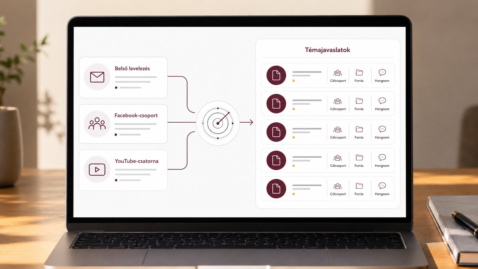 AI kommunikációs radar strukturált témajavaslatokkal